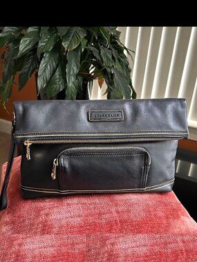 LONGCHAMP Zip Leather Wristlet Clutch Black 😍